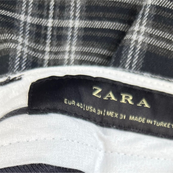 Zara Black And White Checkered Plaid Classic Regular Fit Trouser Pants - Picture 12 of 12